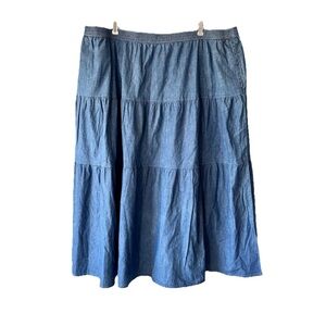 Denim & Co Denim Tiered Pull-On Maxi Skirt